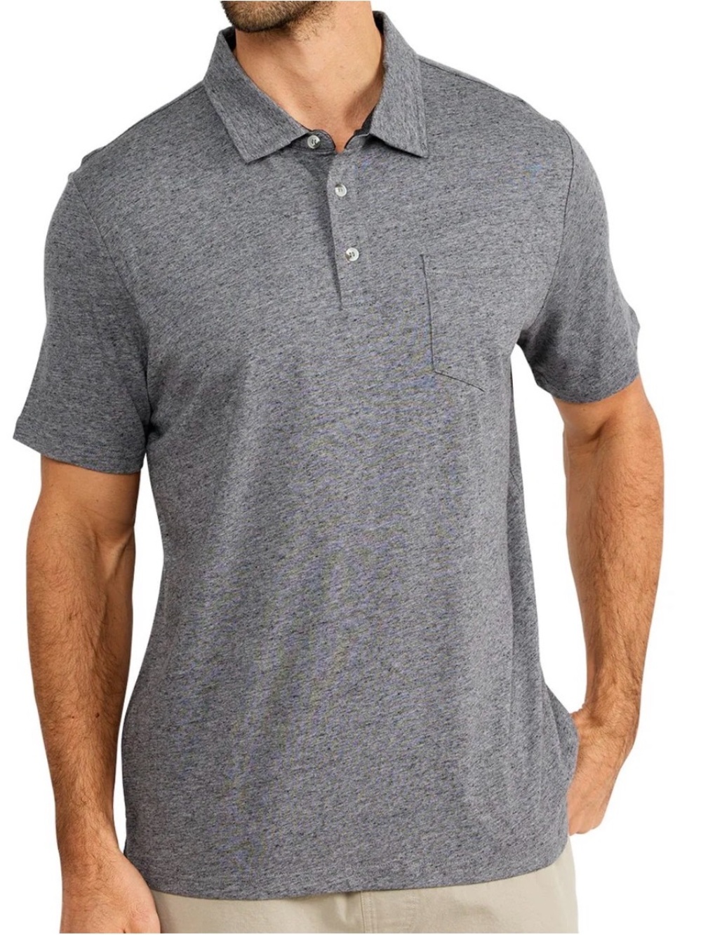 Free Fly Apparel Mens Heritage Polo Bamboo Heather Grey Short-Sleeve S